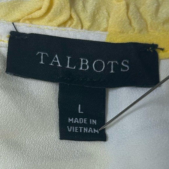 Talbots Yellow and White Floral Long Sleeve Blouse. Size Large. - Picture 2 of 9